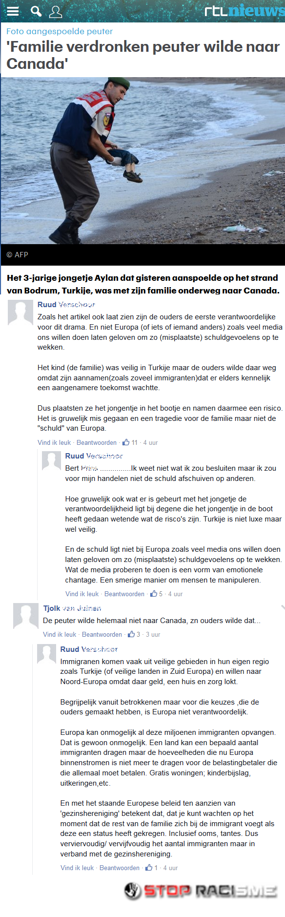 Familie verdronken peuter wilde naar Canada_ reacties